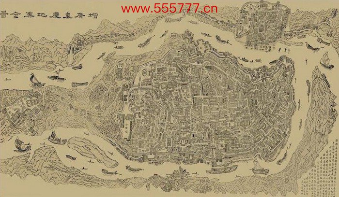 增广重庆舆地全图，刻于清光绪年间，现藏重庆三峡博物馆
