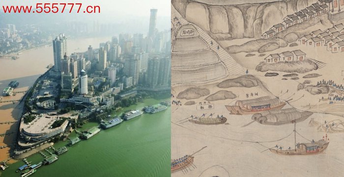 现代人和清代人记录的重庆江流与舟楫